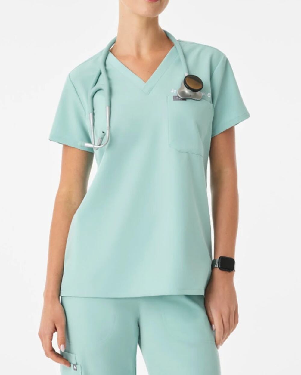 NWT FIGS Women's Catarina One-Pocket Scrub Top Seaglass Green, Size Large